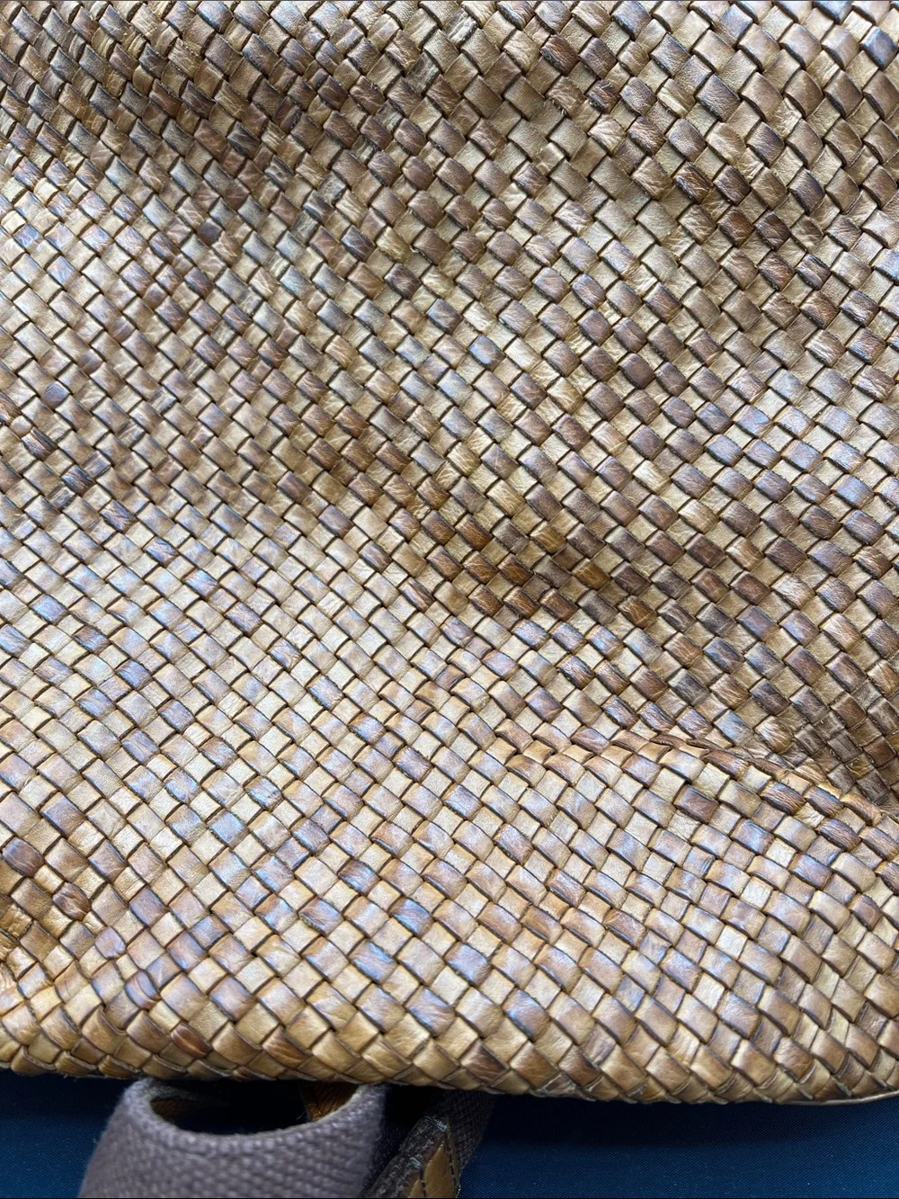 Woven Leather Backpack in Tan - Women's Everyday Backpack
